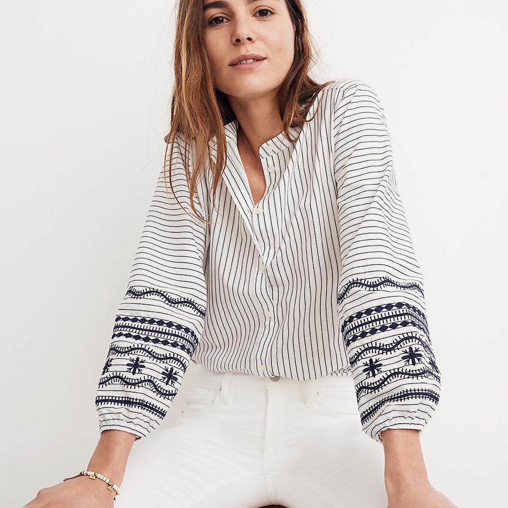 Madewell embroidered sleeve shirt